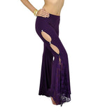 High Slit Dance And Yoga Pants With Rhinestones
